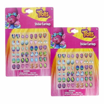 Dream Works Trolls 24 Pair Sticker Earrings (2 Pack)