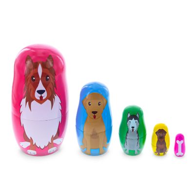 BestPysanky Dogs Wooden Nesting Dolls 4.75 Inches