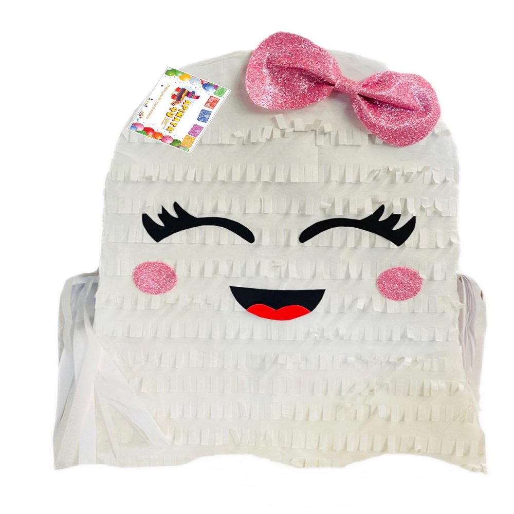 20" Girly Ghost Pinata with Pink Bow Halloween Pinata Happy Boo Day Birthday Party Supplies Decoration