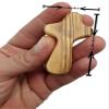 Zuluf 25 Small Olive Wood Comfort Crosses from Bethlehem Israel | Religious Pocket Holding Crosses Gift for Kids and Adults | 6cm / 2.5 Inch Each Cross view 2