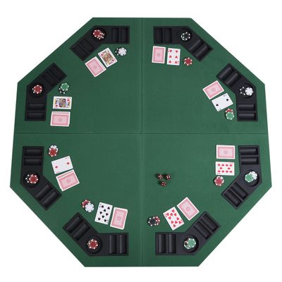 AJ SHOP 48" Green Octagon 8 Player Four Fold Folding Poker Table Top & Carrying Case New