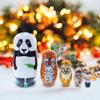 BestPysanky Panda, Tiger, Leopard, Monkey, Eagle Wooden Nesting Dolls view 2