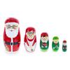 BestPysanky Set of 5 Santa, Mrs. Claus, Elf & Snowman Wooden Nesting Dolls 4.75 Inches view 1