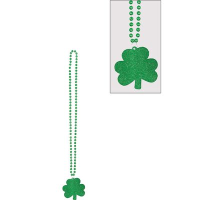 Amscan 395386 St. Patrick's Day Plastic Shamrock Necklace 36", Green - 1 Pc.