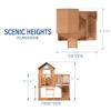 Backyard Discovery Scenic Heights Elevated Cedar Wooden Kids Playhouse with Play Kitchen, Wrap-Around Deck, Toy Storage Bench, Saloon-Style Doors, Ladder, Stairs, and Growth Chart for Outdoor Play view 3
