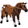 Qaba Sound-Making Ride On Horse for Toddlers 3-5, with Neighing and Galloping Sound, Stuffed Animal Horse Toy for Kids with Padding, Soft Feel, Brown view 1