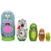 BestPysanky Set of 5 Hippo, Zebra and Tiger Wooden Animal Nesting Dolls 6 Inches view 1