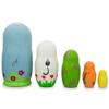 BestPysanky Set of 5 Hippo, Zebra and Tiger Wooden Animal Nesting Dolls 6 Inches view 2