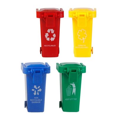 AITING Kids Push Toy Vehicles Garbage Truck's Trash Cans Toys Mini Curbside Vehicle Garbage Bin