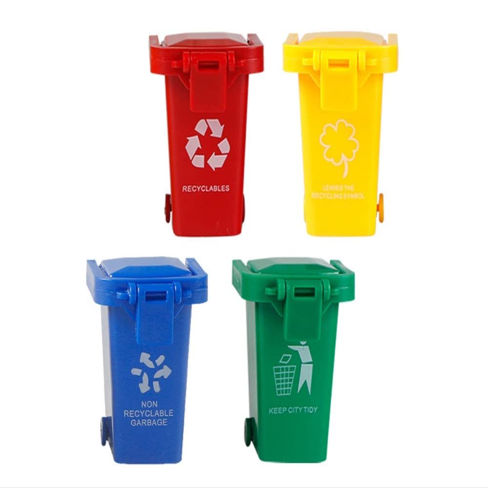 AITING Kids Push Toy Vehicles Garbage Truck's Trash Cans Toys Mini Curbside Vehicle Garbage Bin
