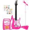 Best Choice Products Kids Electric Musical Guitar Play Set, Toy Guitar Starter Kit Bundle w/ 6 Demo Songs, Whammy Bar, Microphone, Amp, AUX, 2 Sticker Sheets - Pink view 1