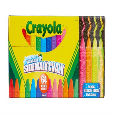 Crayola Ultimate Washable Chalk Collection (64ct), Bulk Outdoor Sidewalk Chalk for Kids, Anti-Roll Sticks, Outdoor Activities & Toys for Kids, Ages 3, 4, 5