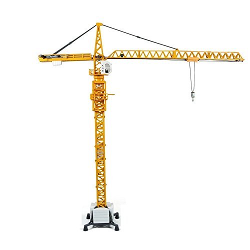 Tipmant Large Size Alloy Die-cast Model Toy Diecast Tower Slewing Crane Truck Vehicle Miniature Car Kids Gifts Height 20 inch, Scale: 1: 50