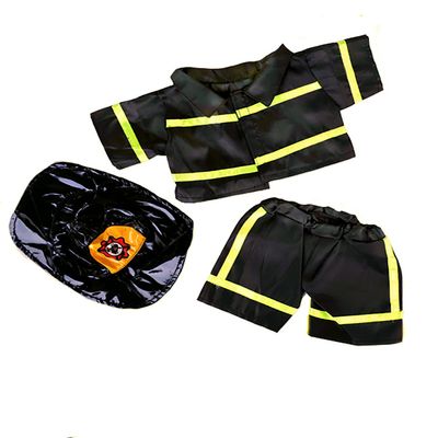 Black Firefighter w/Hat Teddy Bear Clothes Fits Most 14-18 Build-A-Bear and Make Your Own Stuffed Animals