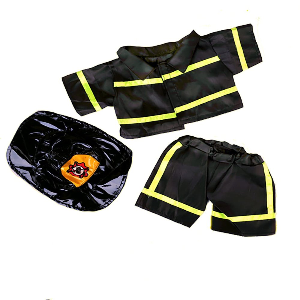 Black Firefighter w/Hat Teddy Bear Clothes Fits Most 14-18 Build-A-Bear and Make Your Own Stuffed Animals