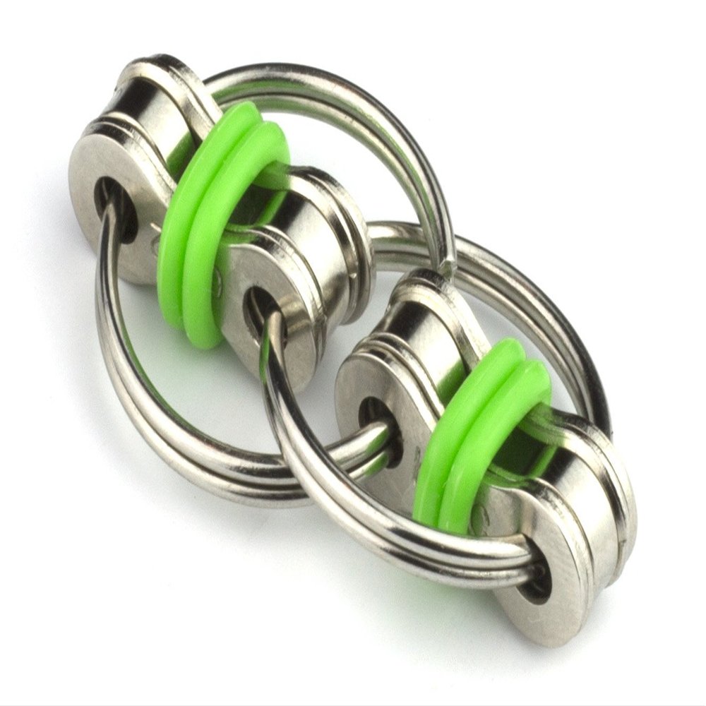 Tom's Fidgets Original Flippy Chain Fidget Toy - Perfect for ADHD, Anxiety, and Autism - Bike Chain Fidget Stress Reducer for Adults and Kids (1, Green)