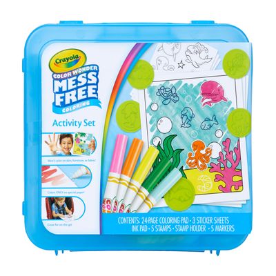 Crayola Color Wonder Mess Free Coloring Activity Set (30+ Pcs), Holiday & Christmas Gift for Toddlers, Travel Art Kit with Markers, Stamps, and Stickers, Ages 3+