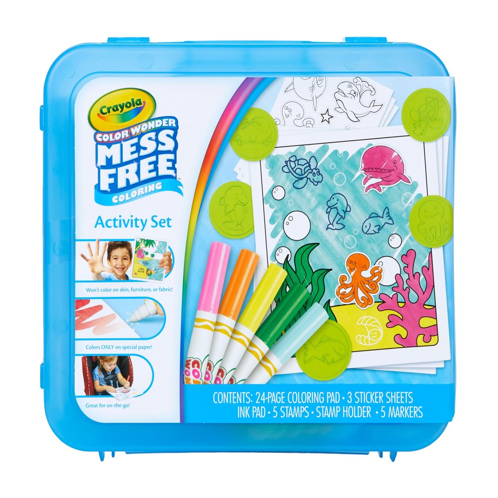 Crayola Color Wonder Mess Free Coloring Activity Set (30+ Pcs), Holiday & Christmas Gift for Toddlers, Travel Art Kit with Markers, Stamps, and Stickers, Ages 3+