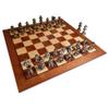 Hayes Inlaid Maple, Mahogany, and Sapele Wood Chess Board with Metal Pieces, 2.5 Inch King, and Extra Queens (Large 15 x 15 Inch Set) view 1