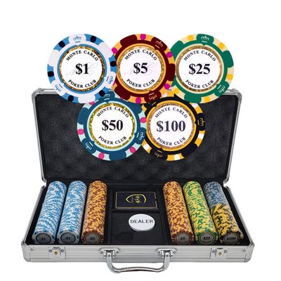 MRC 300 pcs Monte Carlo Poker Club Poker Chips Set with Aluminum Case Custom Build