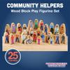 Constructive Playthings Wooden Community Helpers 25-Piece Wood Block Play Figurine Set, Freestanding Inclusive and Diverse Wood Toy Figures for Kids Ages 3+ view 2
