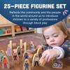 Constructive Playthings Wooden Community Helpers 25-Piece Wood Block Play Figurine Set, Freestanding Inclusive and Diverse Wood Toy Figures for Kids Ages 3+ view 3