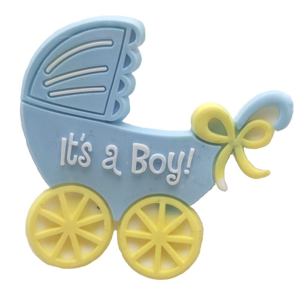 12 Flexible Blue Buggy Baby Shower Favors Appliques, Trim, Embelishment Decoration - 4 pk of 3