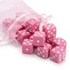12 Square Pink Dice 16mm Precision-Cut with Bold White Pips Includes Organza Gift Bag Perfect for Ladies Bunco Night & Party Games view 1