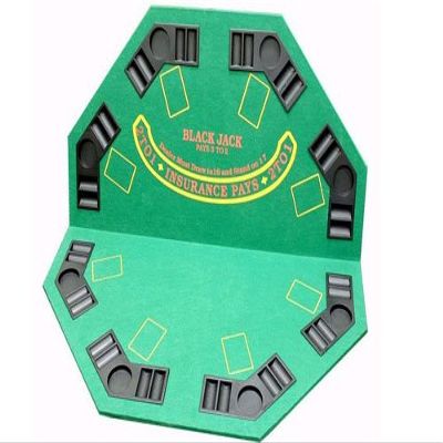 Deluxe Folding Poker and Blackjack Combo Table Top with Case - Inlcudes Bonus Deck of Cards! (GREEN FELT)