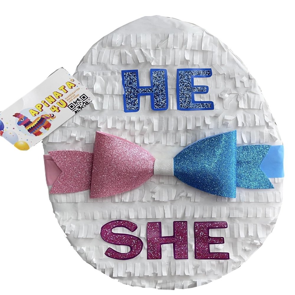 2-D He or She Easter Egg Pinata for Gender Reveal Party