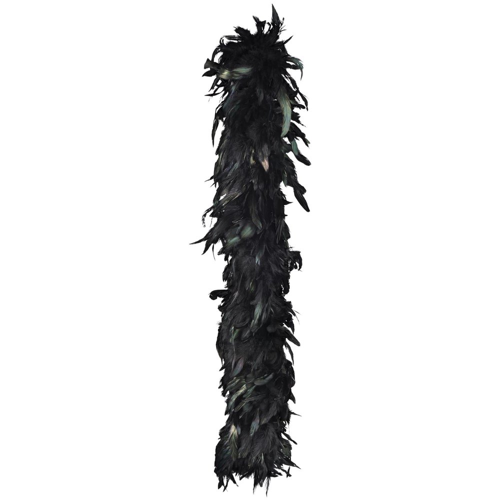 Black Fantasy Deluxe Feather Boa - 72'', 1 Piece - Elegant Iridescent Costume Accessory for Hollywood Starlet Look