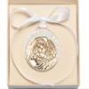 Gold Oxide Baby with Guardian Angel Crib Medal with White Ribbon - Boxed. view 1