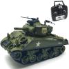 fisca Remote Control Tank, 2.4Ghz 15 Channel 1/20 Sherman M4A3 Main Battle RC Tank that Shoot BBS Airsoft for Kids Age 10 11 12-16 Year Old view 1