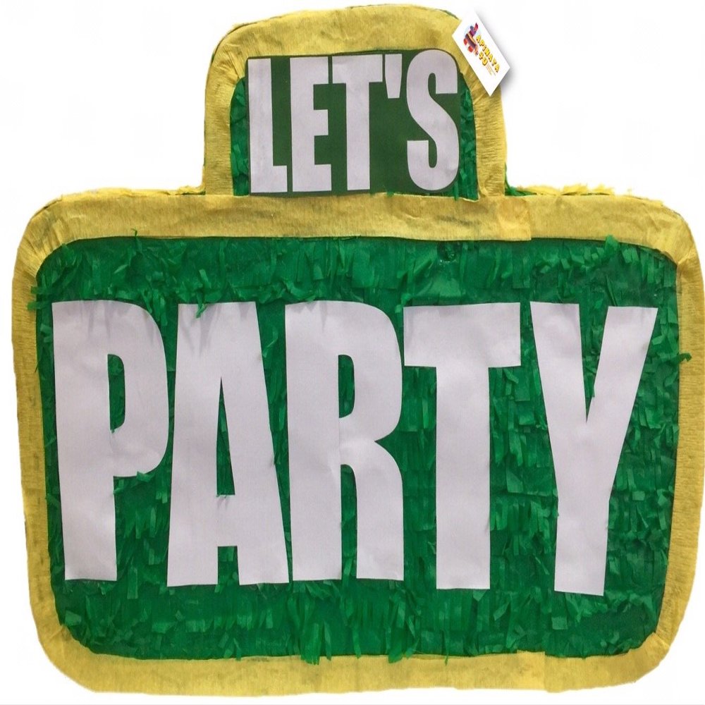 20" Let's Party! Green & Yellow Sign Pinata Street Sign Birthday Party Supplies Decorations