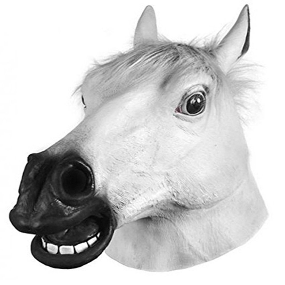 Miyaya Horror Scary White Horse Head Mask for Halloween,Masquerade,Carnival,Christmas,Easter or any other parties