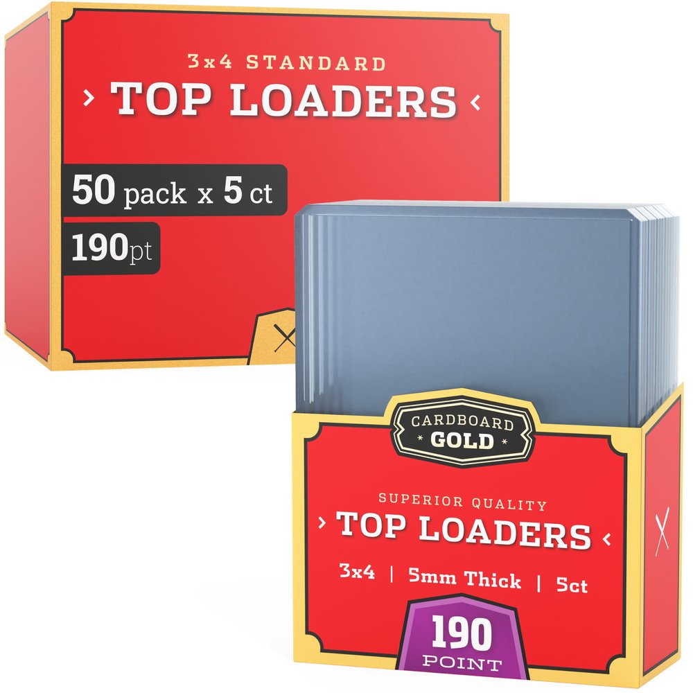 250 CBG 5mm 190pt Pro Top Loaders Toploaders Cardboard Gold 3" x 4" Case - Sealed 50x 5ct Packs Keeps Thicker Jersey Cards Ultra Protected-Full CASE