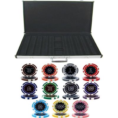 1000 Chip Eclipse Laser Clay 14gm Poker Set with Aluminum Case - Includes 3 Bonus Dealer Buttons!