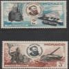 1955 Monaco Jules Verne 2F and 3F Postage Stamps view 1