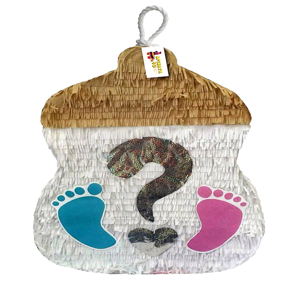 APINATA4U 20" Gender Reveal Baby Bottle Pinata - Adorable Footprints Design for Your Gender Reveal Party! Choose Pink or Blue, Unveil He or She with Exciting Decorations and Supplies!