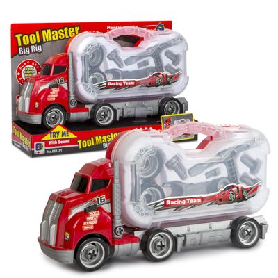Big Daddy Big Rig Tool Master - Transport Toy Truck Carrier with Tools to Take Apart, Construct & Build. Get Your Child This Educational Truck.