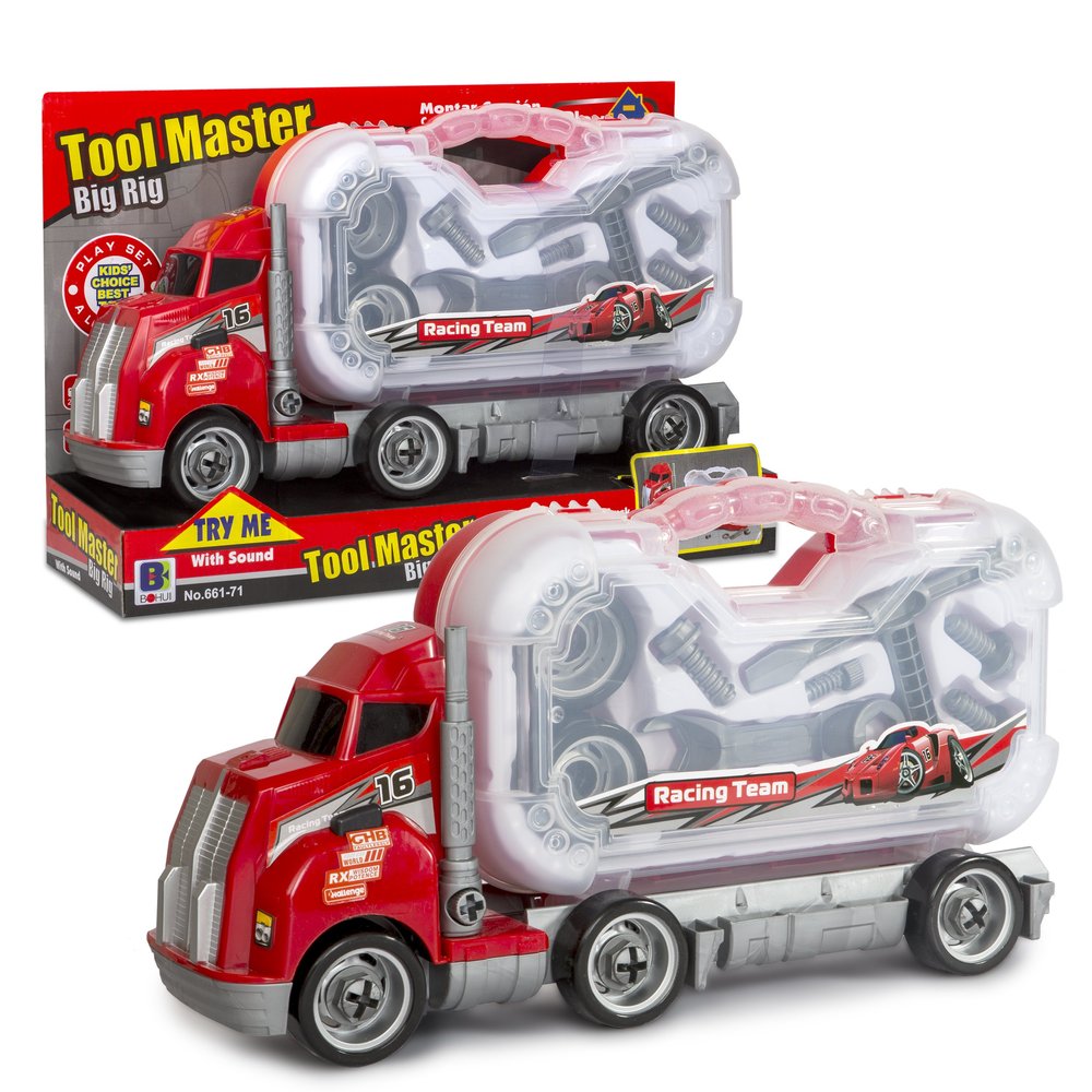 Big Daddy Big Rig Tool Master - Transport Toy Truck Carrier with Tools to Take Apart, Construct & Build. Get Your Child This Educational Truck.