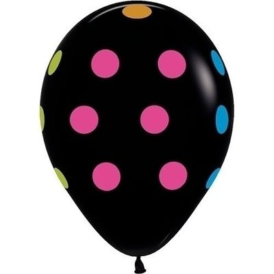 10 NEON UV Black Polka Dots 11" Glow Blacklight Reactive Party Latex Balloons