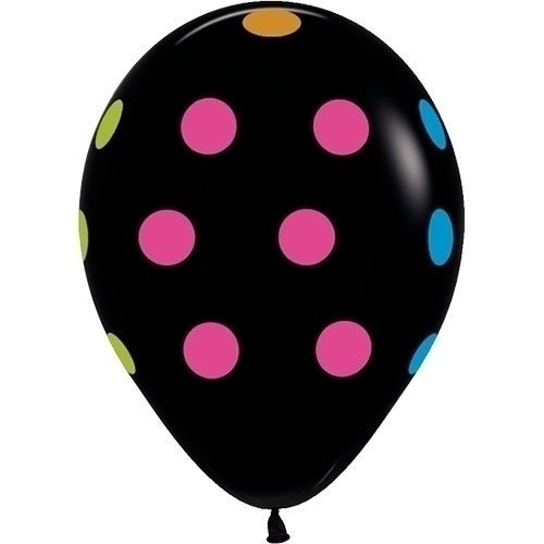 10 NEON UV Black Polka Dots 11" Glow Blacklight Reactive Party Latex Balloons