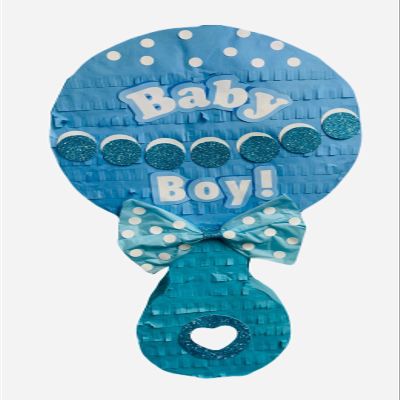 APINATA4U Blue Baby Boy Rattle Pinata with Bow, Its a Boy or Girl Party Decorations, Baby Shower Party Celebration, Gender Reveal Themed Party Supplies and Decor, Gift for Him and Her