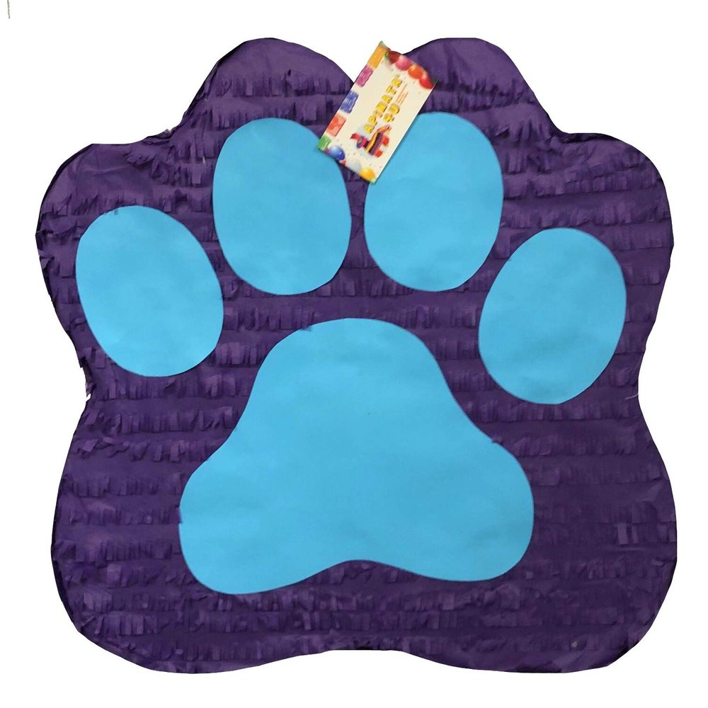 APINATA4U 17" Dog Paw Pinata Puppy Birthday Dog Party Supplies Puppy Birthday Let's Party Woof Dog Themed Animal Themed Princess Puppy Paw Purple & Blue Color
