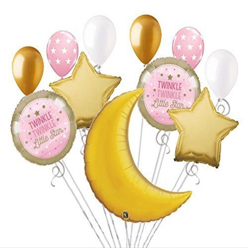 11 pc Twinkle Little Star Baby Girl Balloon Bouquet Party Decoration Shower Pink