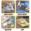 12 PCS Military Plastic Army Men Vehicles Toy Playset - Includes Stealth Bomber, Tanks, Helicopter, Fighter Jets and More for Kids, Boys view 2