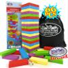 Matty's Mix-Up 60pc Large Colorful Wooden Tumble Tower Deluxe Stacking Game with Storage Bag view 2