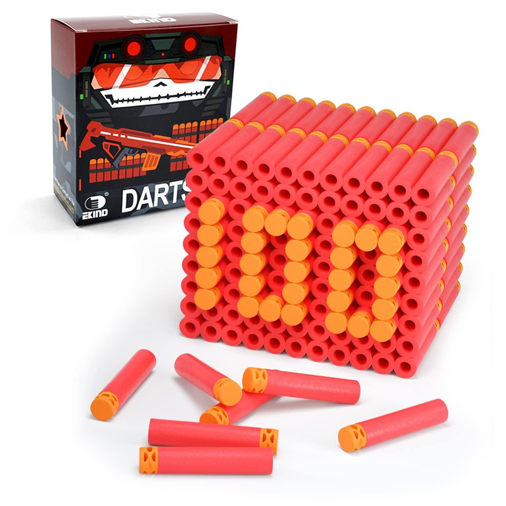 EKIND 100 Pcs Waffles Darts Refill Pack Foam Bullet Compatible for NERF N-Strike Series Blaster (Red)