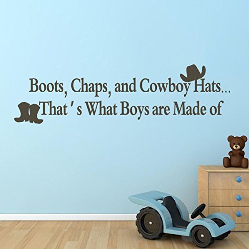 Boots Chaps and Cowboy Hats Vinyl Nursery Wall Decal Boys Nursery Wall Sticker Wall Graphic Wall Mural Home Art Decoration Black